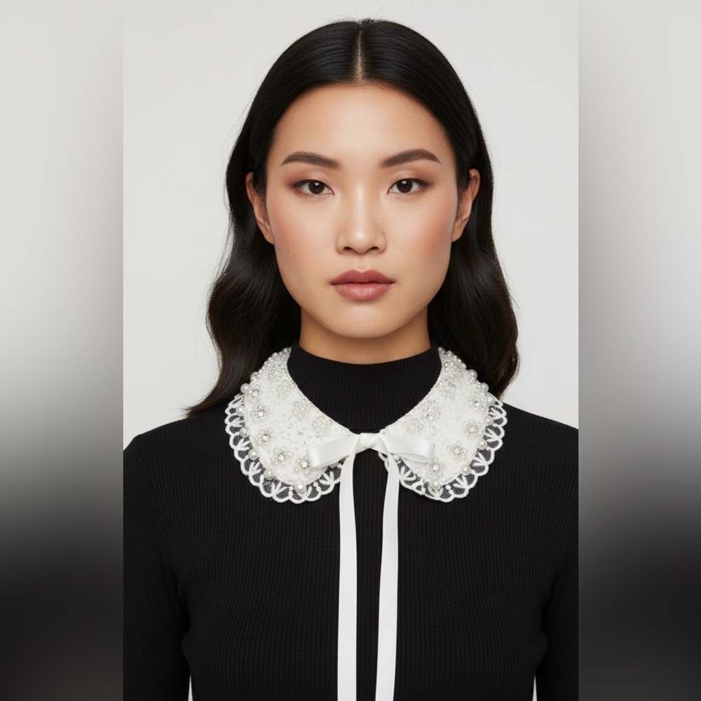 Pearl & Lace Statement Collar Necklace – Bridal / Romantic Style NWT